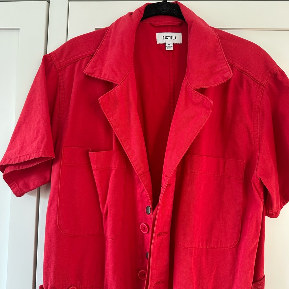 Pistola Women's Red Button-Down Jumpsuit, Size Medium - Picture 5 of 5